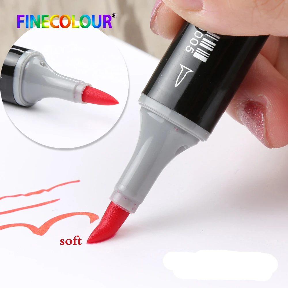 Finecolour EF102 спиртовые чернила двухголовая мягкая кисть маркер ручка красная серия Рисование Эскиз Арт маркеры