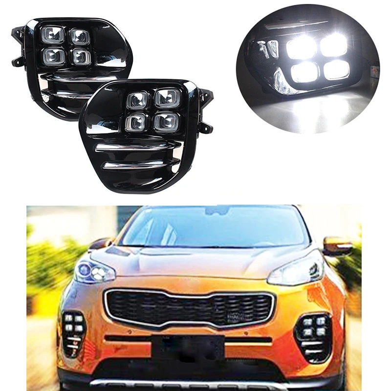 

Fog Light Lamp Daytime Running Light Set For KIA Sportage QL kx5 2016 2017+ Auto Car White LED DRL Light For KIA KX5
