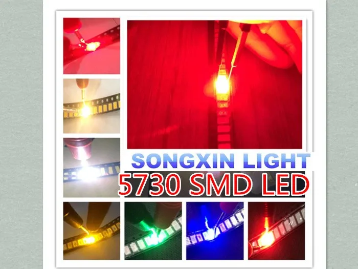 100 шт. 5630 SMD светодиодный 5730 SMT СВЕТОДИОДНЫЙ S 20 каждый красный/синий/зеленый/желтый/белый цвет SMD SMT 5730 светодиодный светильник чип-микс диодов