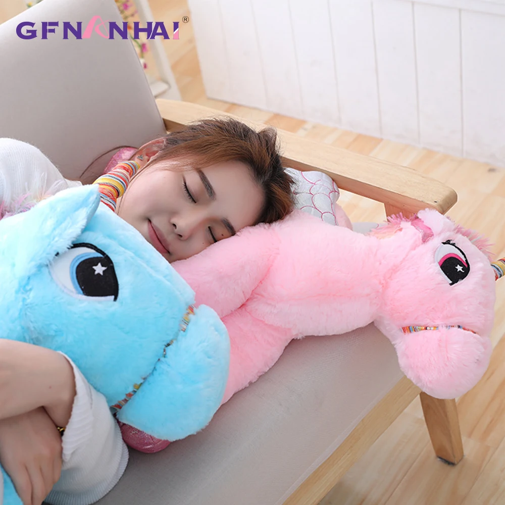 1pc 50/60/90cm big size cute unicorn plush toy stuffed soft kawaii animal horse nap pillow birthday gift for children girls