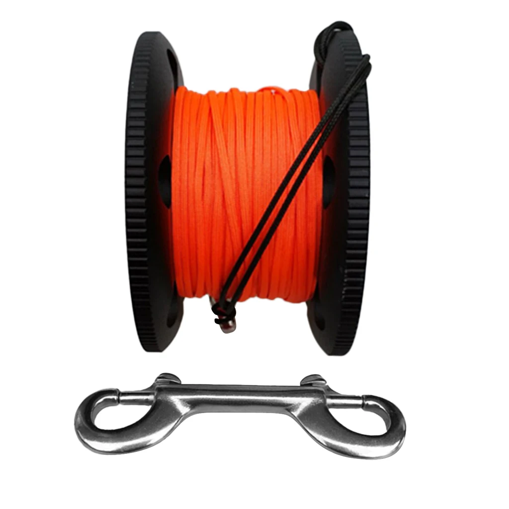 Scuba Diving Aluminium Finger Spool Reel 20/30/50M Line with Double Stainless Steel Ended Bolt Snap Bolt Clip 3 Color Options