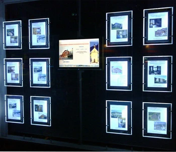 

A3 double sided LED Estate agency window display slim led edge-lit acrylic LGP light box