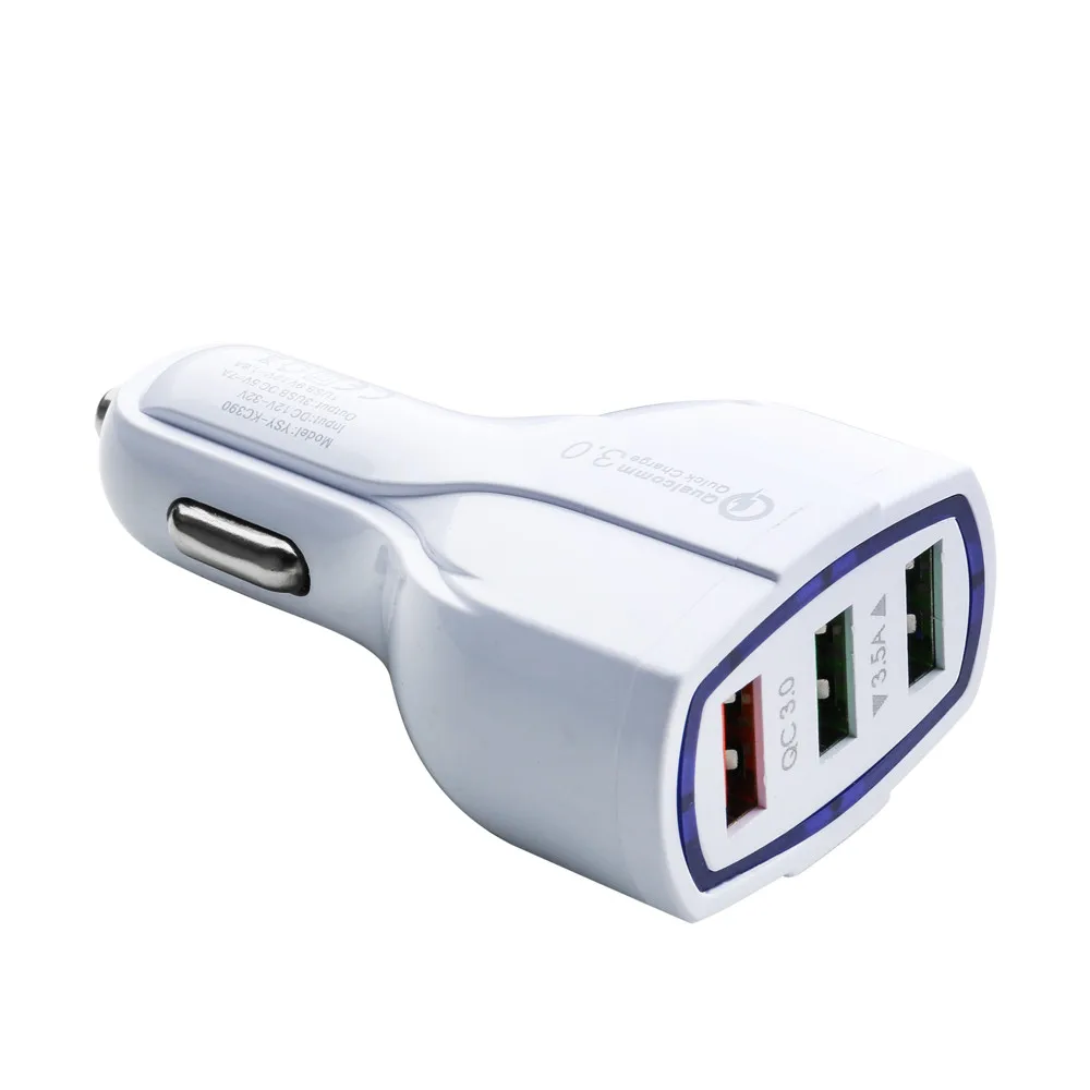 Usb Автомобильное зарядное устройство quick charge 3,0 с кабелем Зарядное устройство для телефона в автомобиле зарядное устройство 3 порта USB QC Быстрая Зарядка адаптер для samsung z70