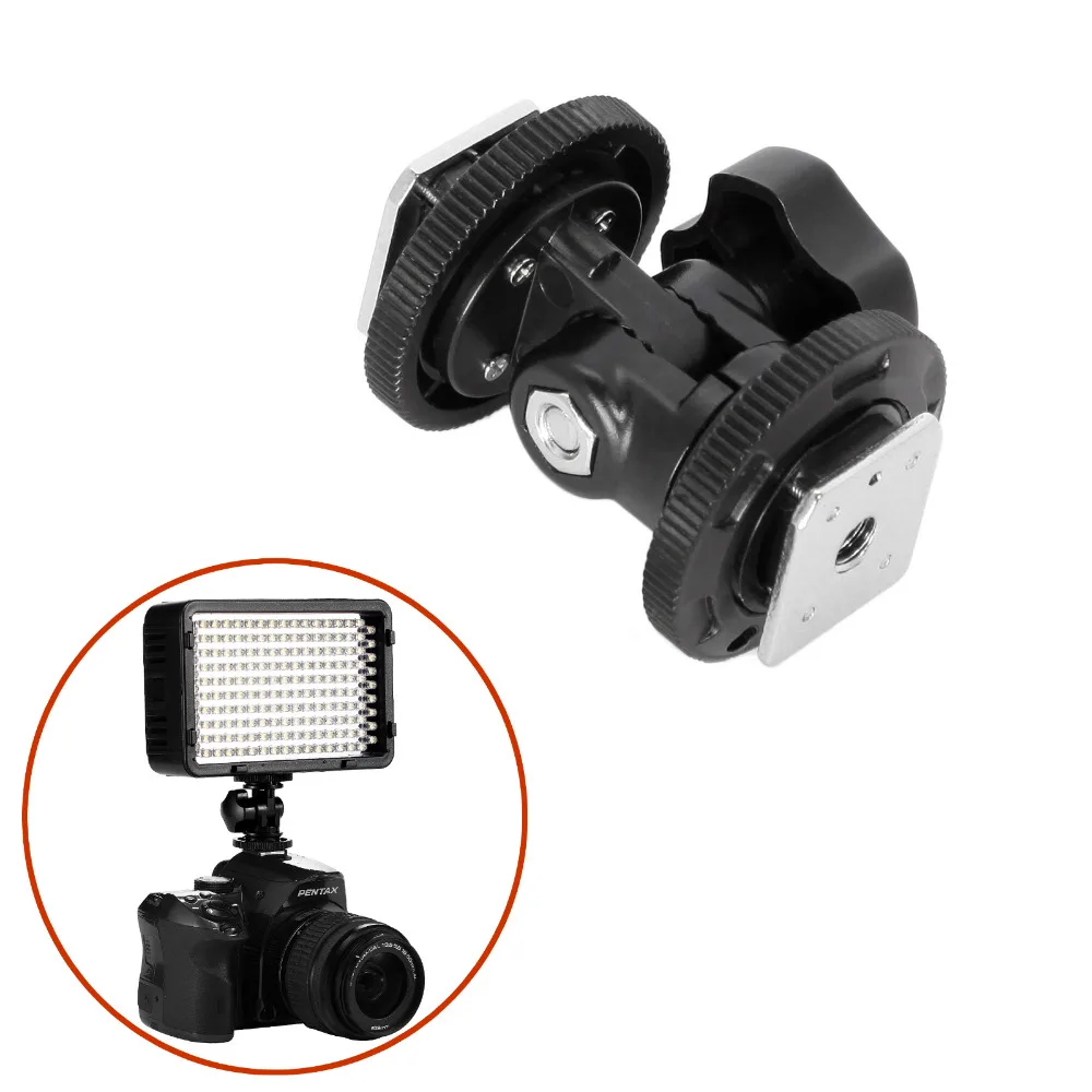 Ajustable doble zapata adaptador soporte para cámara DSLR Flash LED