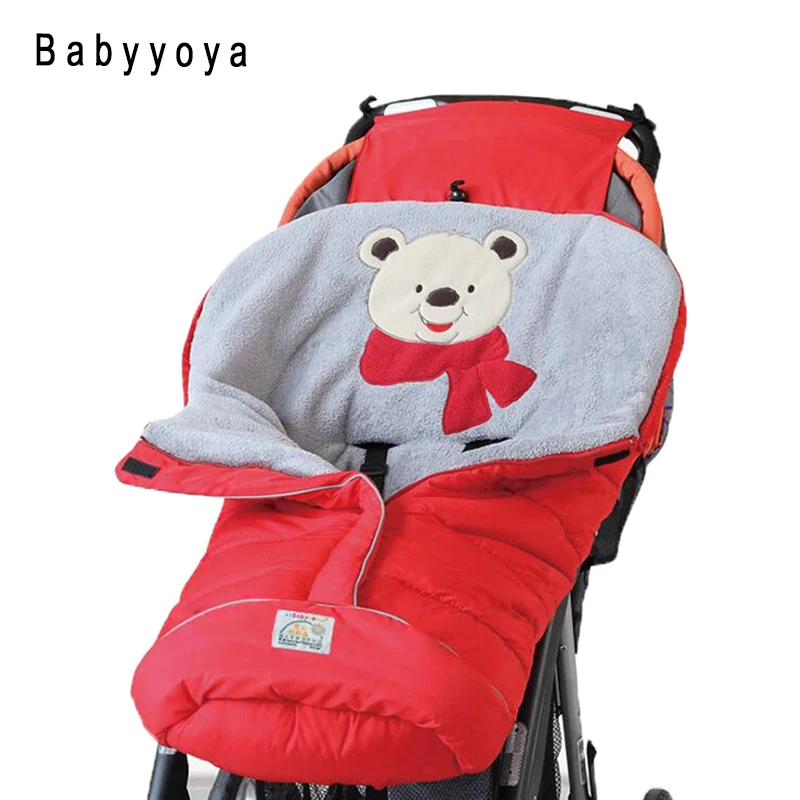 Stroller Sleeping Bag Bear Baby Stroller Footmuff 0 6M Kids winter