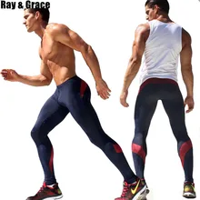 RAY GRACE быстросохнущие колготки для бега мужские спортивные Леггинсы Спортивная брюки для йоги дышащие спортивные эластичные леггинсы