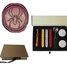 Mdlg Винтаж Прохладный паук Человек-паук индивидуальный логотип свадебные приглашения Воск уплотнительное штамп палку ложка Box Set Комплект