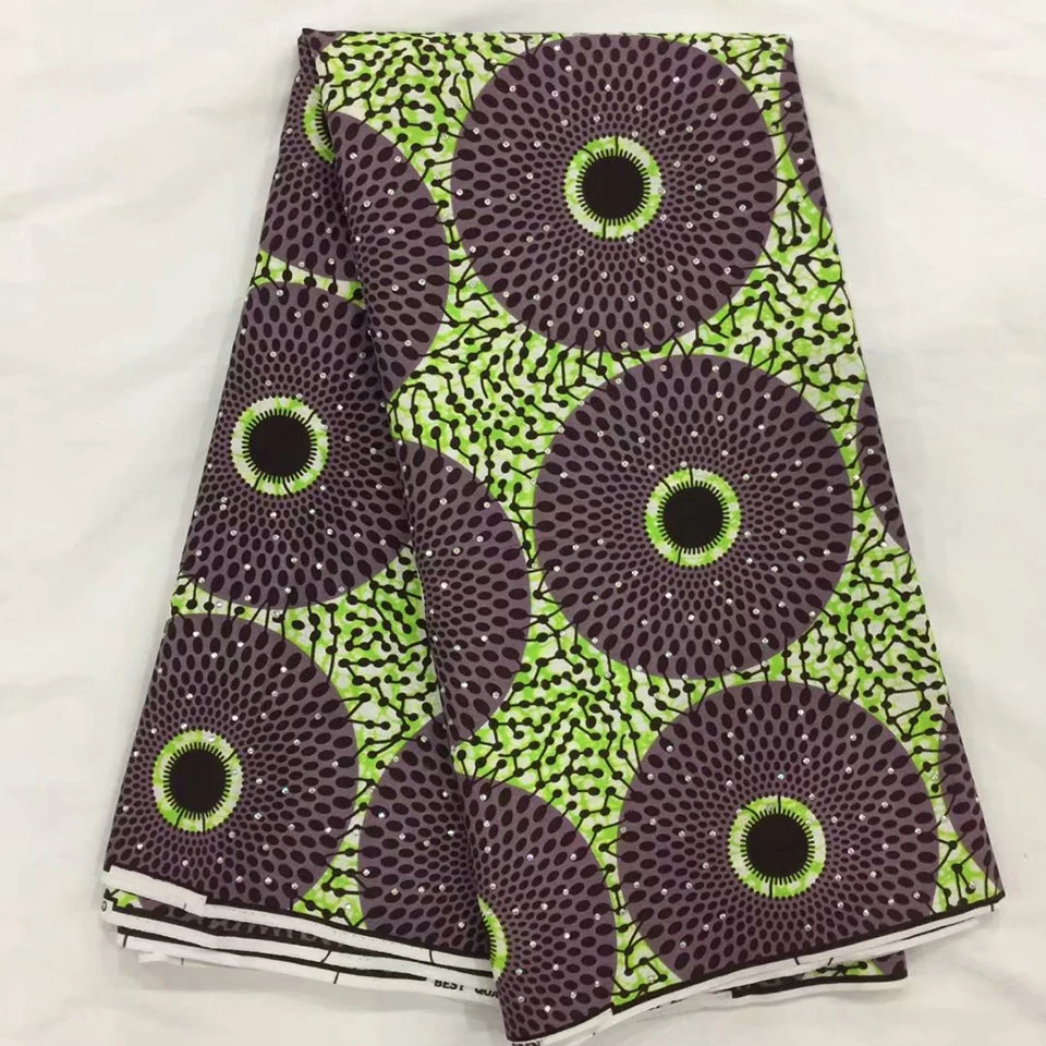 

Blue Mitex Holland Wax Print /African Fabrics Wax Print /Kitenge with glitter Rhinestones 6yards TNTZ-22
