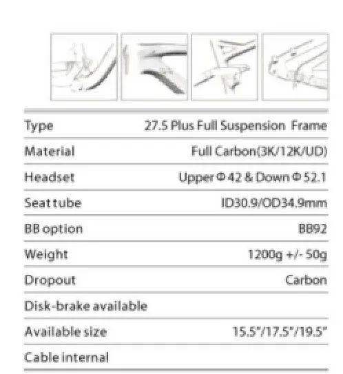 Discount carbon frame/bicycle frame /MTB suspension frame /27.5er carbon frame 2