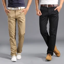 Дизайн, повседневные мужские брюки, хлопок, тонкие брюки, прямые брюки, модные, деловые, однотонные, цвета хаки, черные, мужские брюки размера плюс 28-38