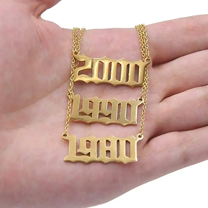 

Personalized Old English Number Necklaces Women Custom Jewelry Year 1991 1992 1993 1994 1995 1996 1997 1998 1999 Birthday Gift
