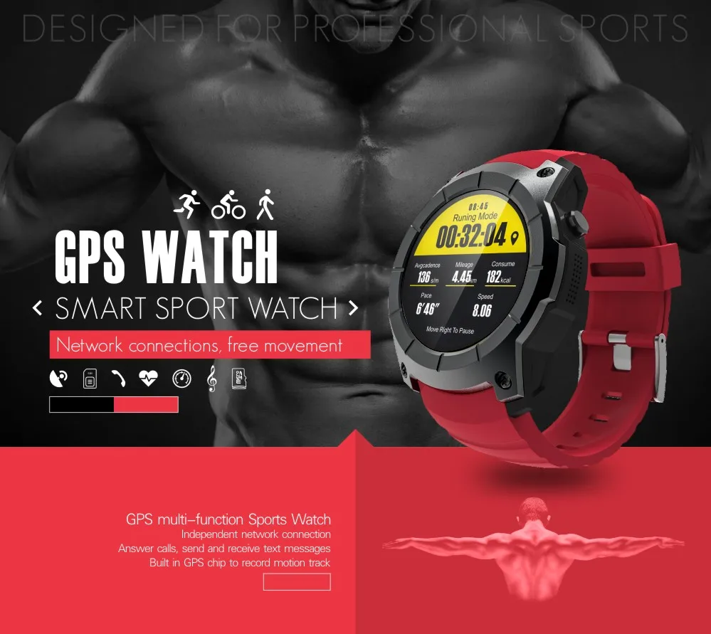 

Smartch S958 Smart Watch Sport Waterproof Heart Rate Monitor GPS 2G SIM Card Calling All Compatible Smartwatch For Android IOS C