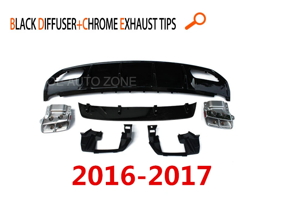 W176 ABS Пластик A45 рассеиватель AMG с 4 Выпускной советы для Mercedes-Benz A-class W176 Sport Edition A180 A200 2013 - Цвет: black chrome 2016-17