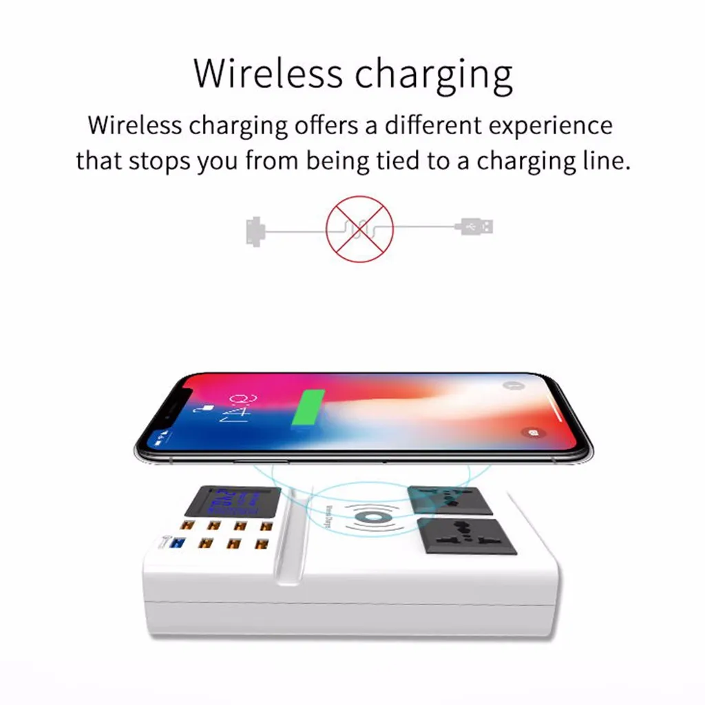 QC 3,0 Многофункциональный 8 usb-интерфейс, беспроводной США Plug зарядник Быстрая зарядка бытовой для мобильного телефона Зарядное устройство быстро USB телефон