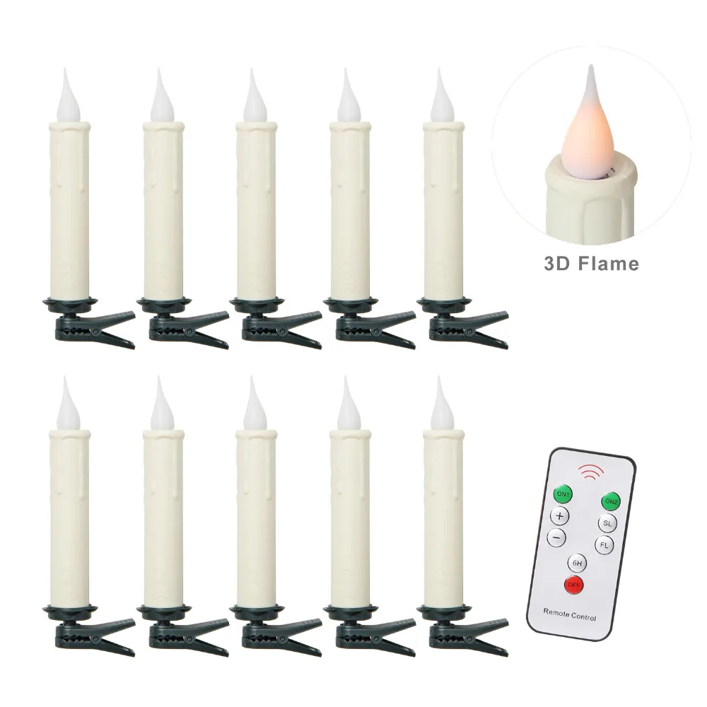 set of 10 led taper candle with timer remote control christmas window candles with timer