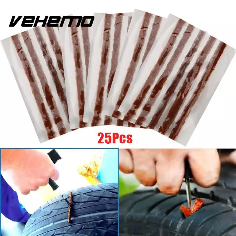 Vehemo 25Pcs/Lot Car Scooter Tubeless Tyre Repairing Rubber Strips