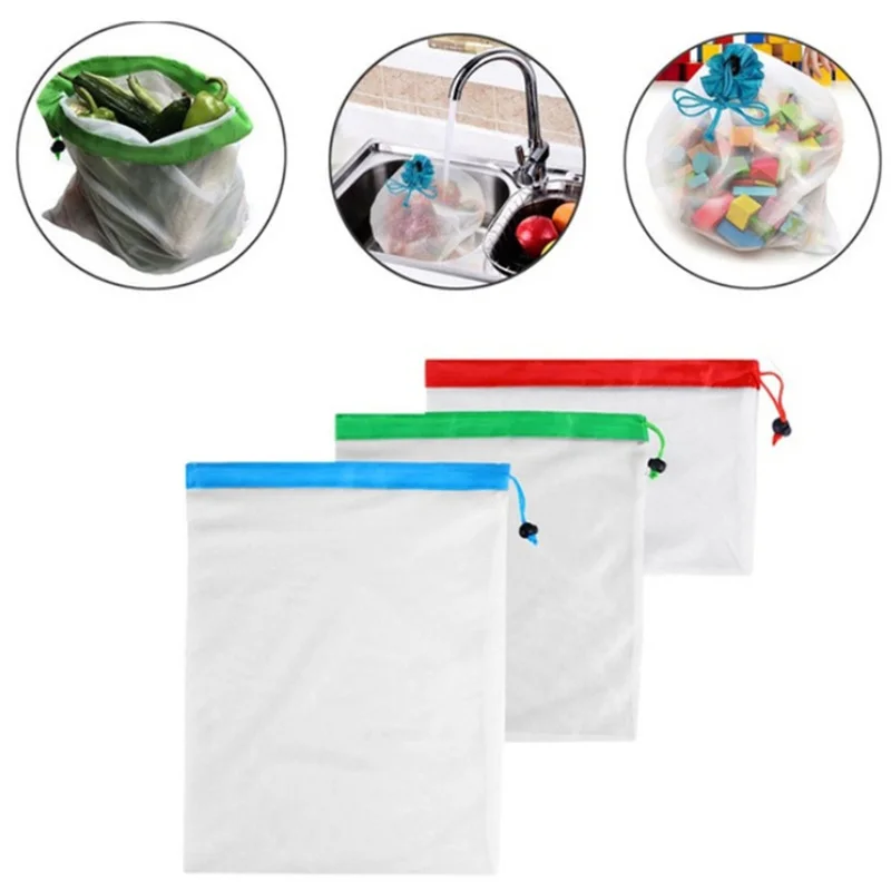 Mesh Storage Bags Organizer for Fruit Vegetable Bag Reusable Home Kitchen Fruit Shopping Toys Storage Bag