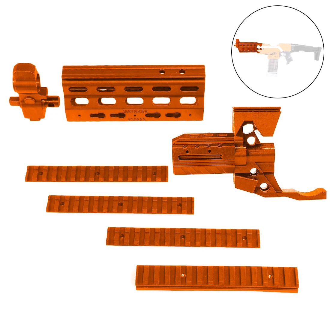

Worker f10555 3D Printing NO.174 Long Type Barrel Kit for Nerf Stryfe - Orange