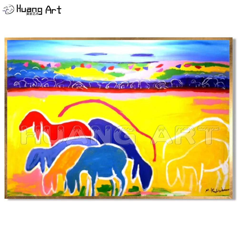 

Factory Supply Colors Sheep Oil Painting on Canvas for Decor Hand Painted Imitation Painting Modern Flock of Sheep Landscape