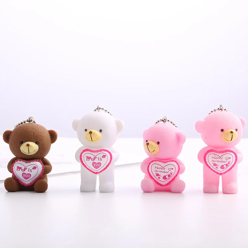 

New Fashion Keychains Cute Kawaii Pink bear frog Key Chain Ring Anime Keychain Creative Trinket Charm Women Girl Kids Keyring
