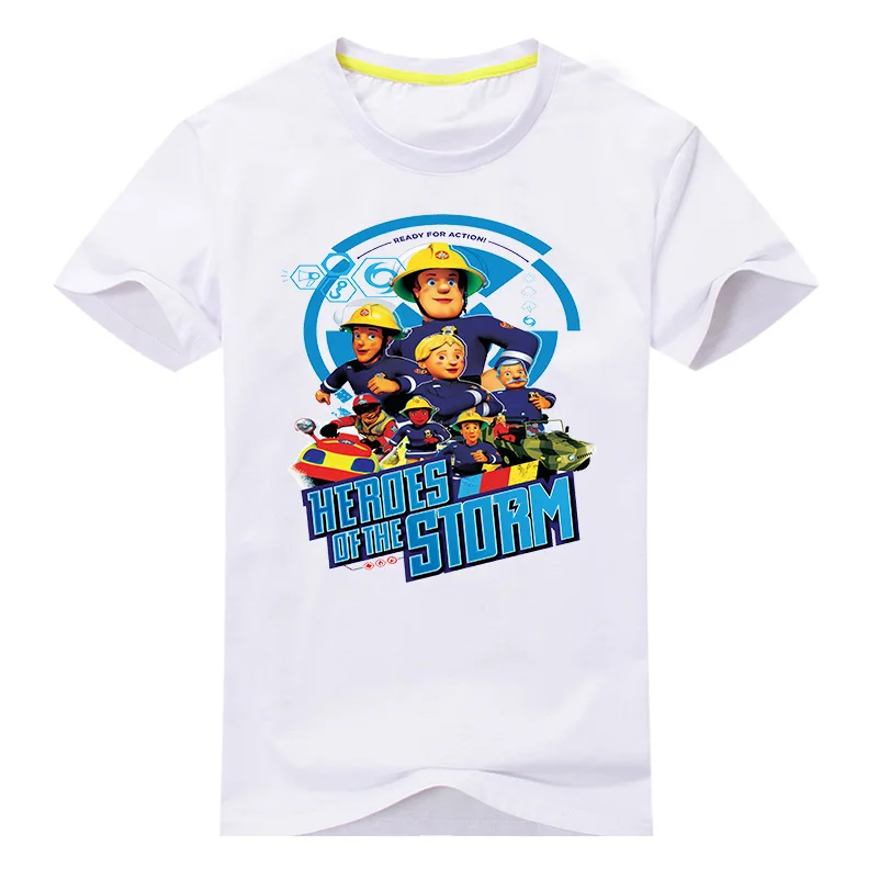 Лидер продаж, детские футболки с рисунком пожарного Сэма, одежда для детей, футболки с короткими рукавами футболка из хлопка для мальчиков и девочек, костюм, DX008 - Цвет: Type2 White