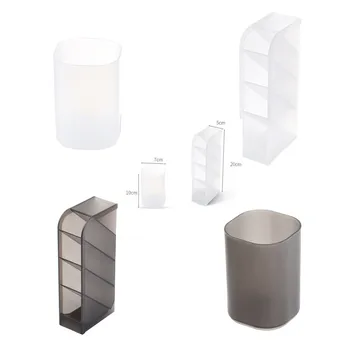 

Frosted Translucence Pen Holder, Tabletop Stationery Storage Organizer Box, Lipstick Cosmetic Brush Containers, 2 Kinds Optional
