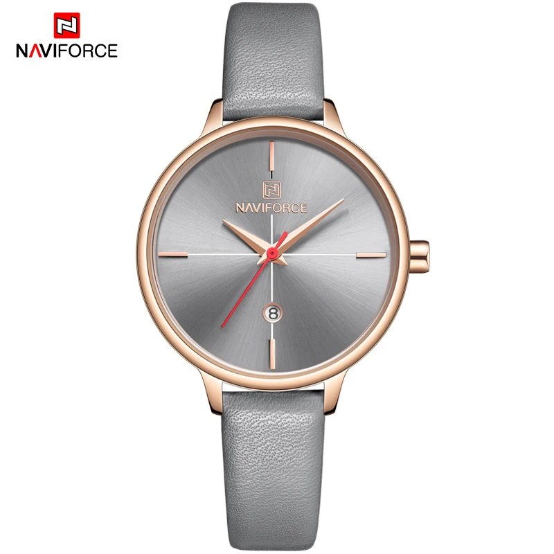 RGGYGY NAVIFORCE женские модные кварцевые часы леди Синий PU ремешок для часов Дата Повседневная 3ATM водонепроницаемые наручные часы подарок для девушки жены женщины - Цвет: RGGYGY