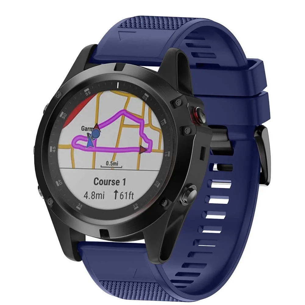 Ремешок для часов мягкий силиконовый ремень сменный ремешок для Garmin Fenix 5X Plus Smartwatch QJY99 - Цвет: dark blue