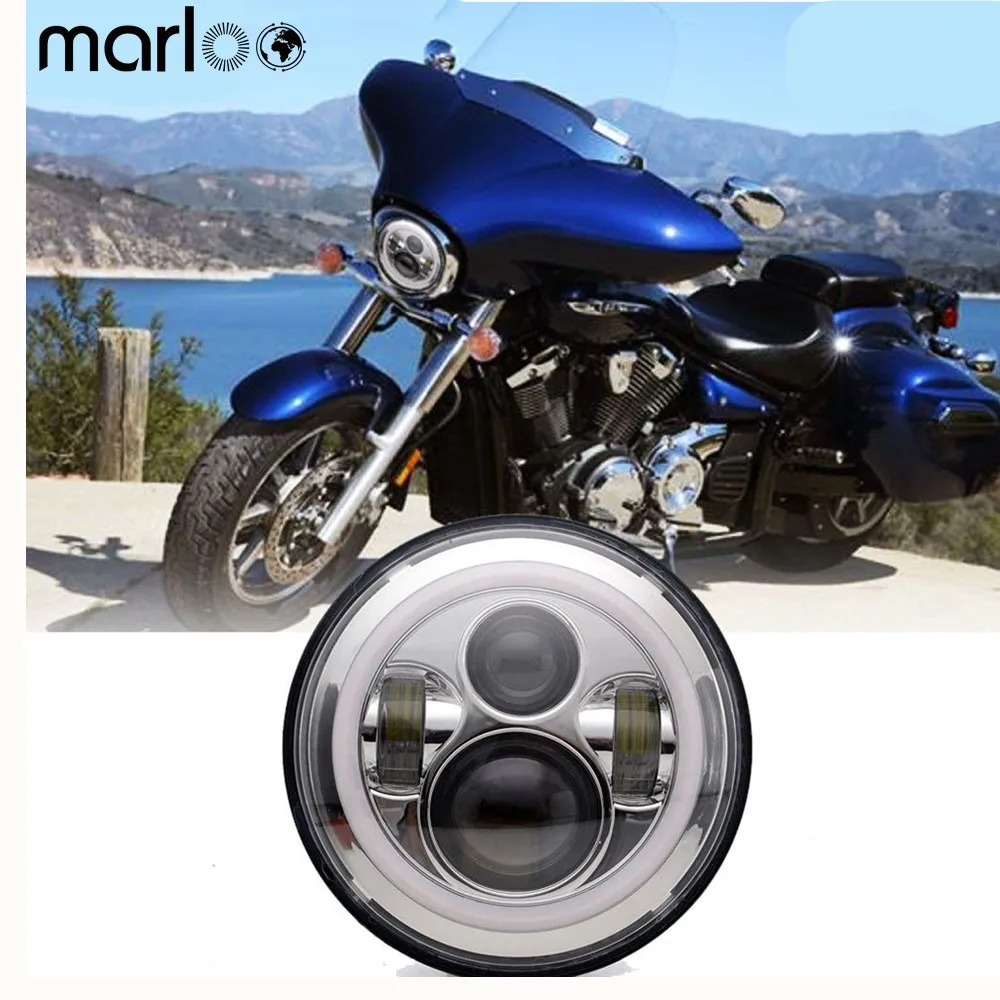 

Marloo For Harley Davidson Motorcycle 7" LED Daymaker Headlight For Yamaha Road Star Midnight Silverado XV 1600 1700