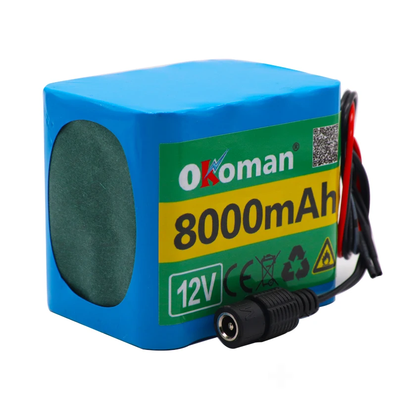 Защитная плата Okoman аккумулятор 12 В 8000 мАч 18650 литий-ионный аккумулятор 8Ah DC12.6V супер большая емкость перезаряжаемая батарея