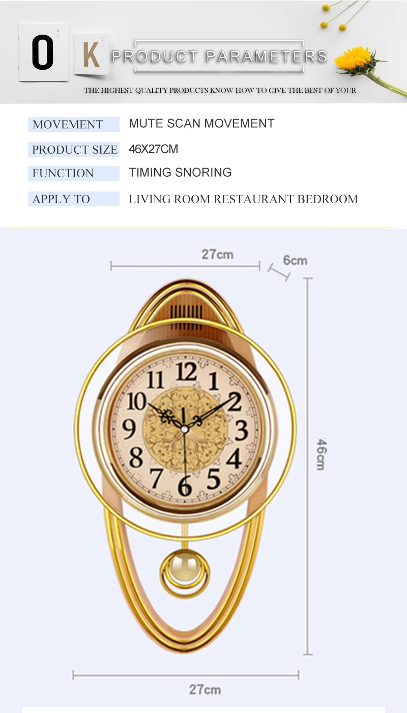 Винтажные маятниковые настенные часы, домашний декор, бесшумные часы,, часы в стиле потертый шик, Reloj Pared Grande, домашний декор, WZH171