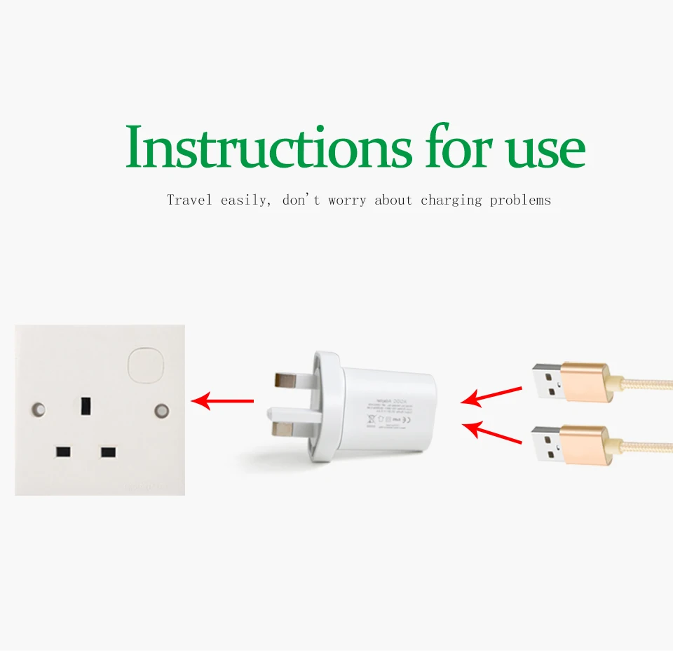 UK Mobile Phone Chargers Travel Wall Adapter Plug Electrical Power Socket Converter Dual USB Interface Laptop Charging (8)