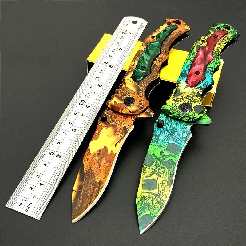 

Outdoor Camouflage Tactical Hunting Knife 3cr13 Stainless Steel Folding Blade Counter Strike Jackknife Camping Survival Tools