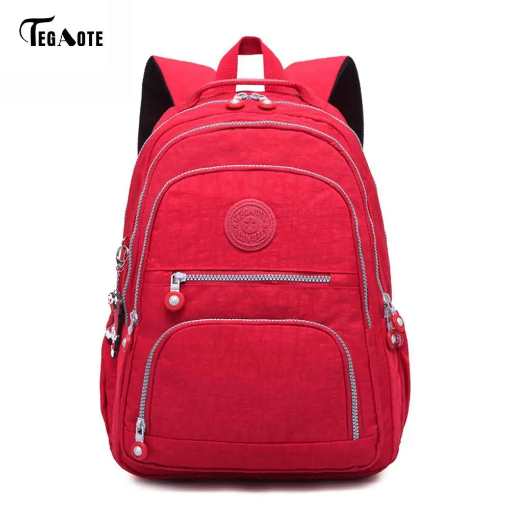 Красный TEGAOTE, школьный рюкзак для девочек-подростков, Mochila Feminina, женские рюкзаки, нейлоновый водонепроницаемый повседневный рюкзак для ноутбука, женский рюкзак - Цвет: Красный