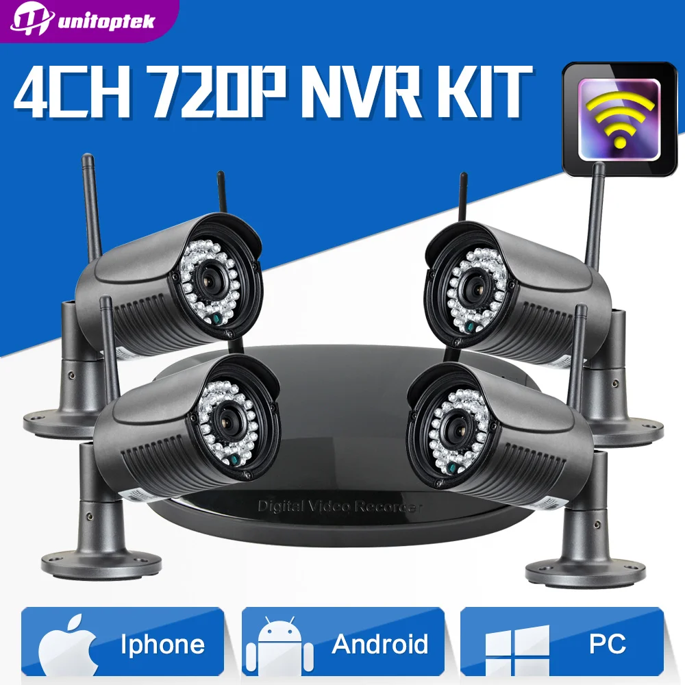 2Ch/4Ch 1.0MP 720P WIFI IP Camera System kit Waterproof Security CCTV Surveillance Night Vision Wireless NVR Kit P2P Cloud