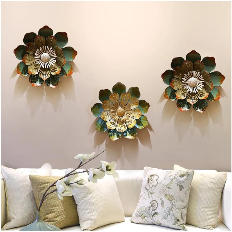 

Pastoral Wrought Iron3D Flower Wall Hangings Home Livingroom Wall Mural Ornaments Hotel Porch Wall Sticker Decoration Crafts Art