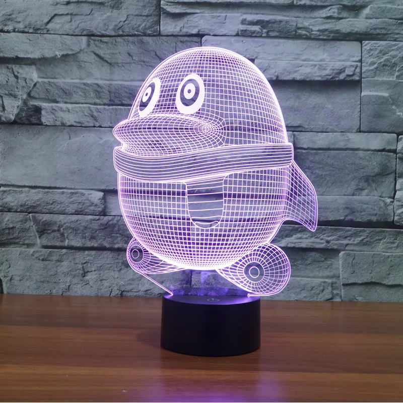 7 Изменение Цвета LED 3D Животных Пингвин Ночной Свет Настольная Лампа Акриловые Плоские ABS База