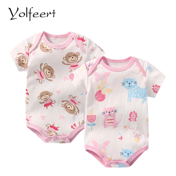 Color 01 YOLFEERT 2 шт./лот короткий рукав 3-18 м детское боди для новорожденных для маленьких девочек летняя одежда Детские тела Боди для маленьких девочек одежда DR02219 - Цвет: Color 01