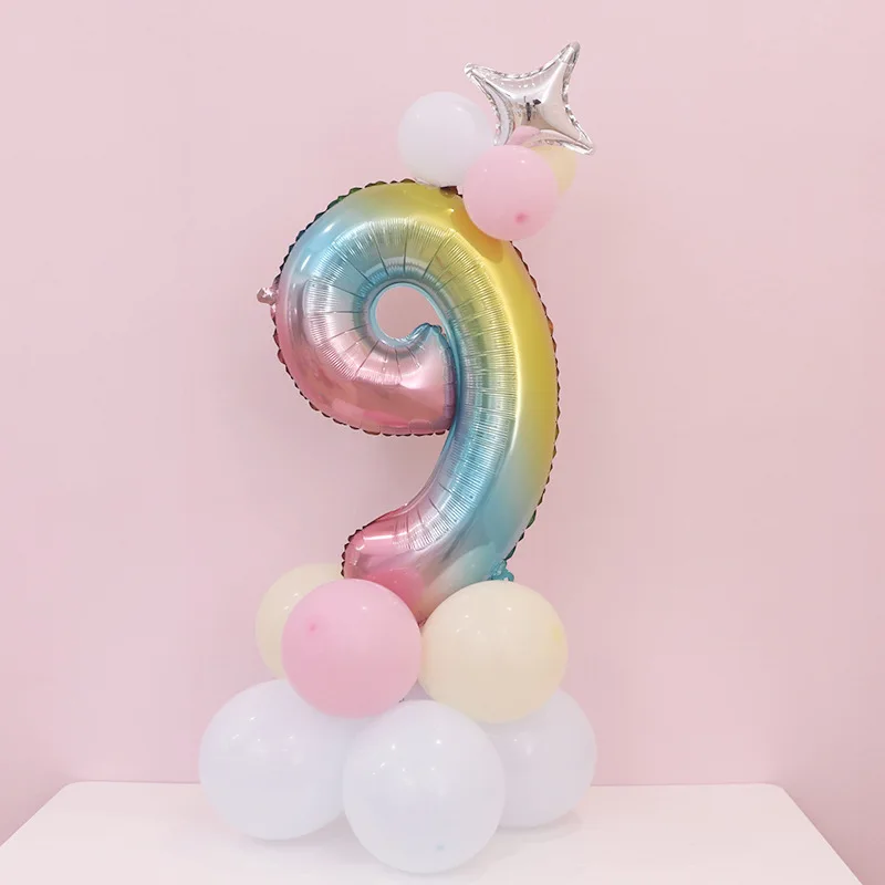 1 комплект 32 дюймов цифры фольгированные шары цифры воздушный шар Дети День рождения фестиваль Вечеринка юбилей Корона Декор поставки - Цвет: Multicolor 9