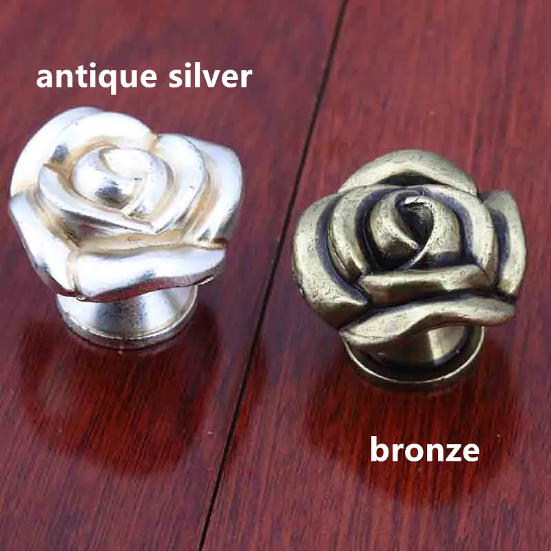 antique bronze rose drawer shoe cabinet knobs pulls vintage silver