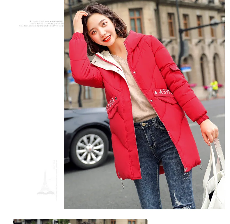 Зимняя куртка-парка 2019, Женская Корейская куртка с хлопковой подкладкой, дикая цветная куртка с капюшоном, пальто, женское плотное пуховое