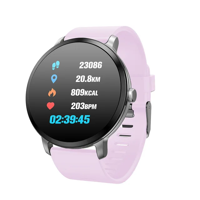 Pink V11 SmartWatch IP67 водонепроницаемое закаленное стекло активности Фитнес трекер монитор сердечного ритма крови Давление Band для Для мужчин Для женщин - Color: Pink