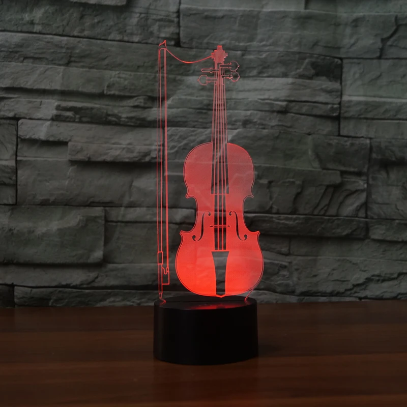 Creative Violin 3d Led Night Light USB Power Charge Indoor Table Lamp