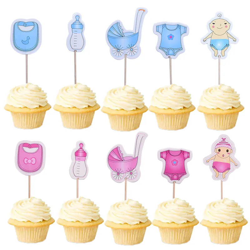 

20pcs/set Cup Cake Toppers Boy Girl Birthday Party Cute Decoration Baby Shower Birthday Party DIY Cake Topper Supplies