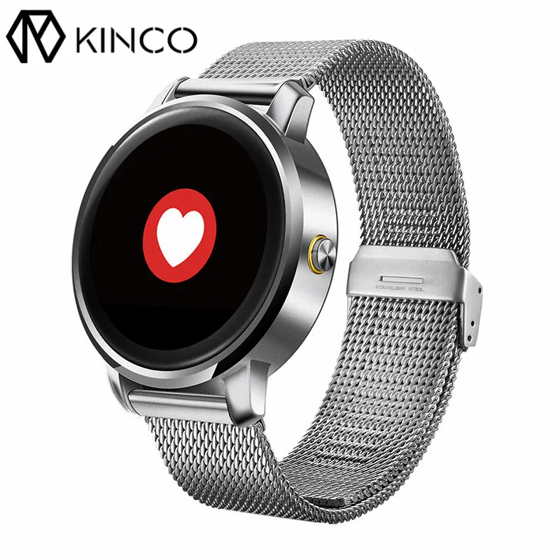 

KINCO 240x204 1.22 inch 320mAH MTK 2502A HFP Heart Rate Sleep Monitor Bluetooth Health Pedometer Smart Watch for IOS/Android