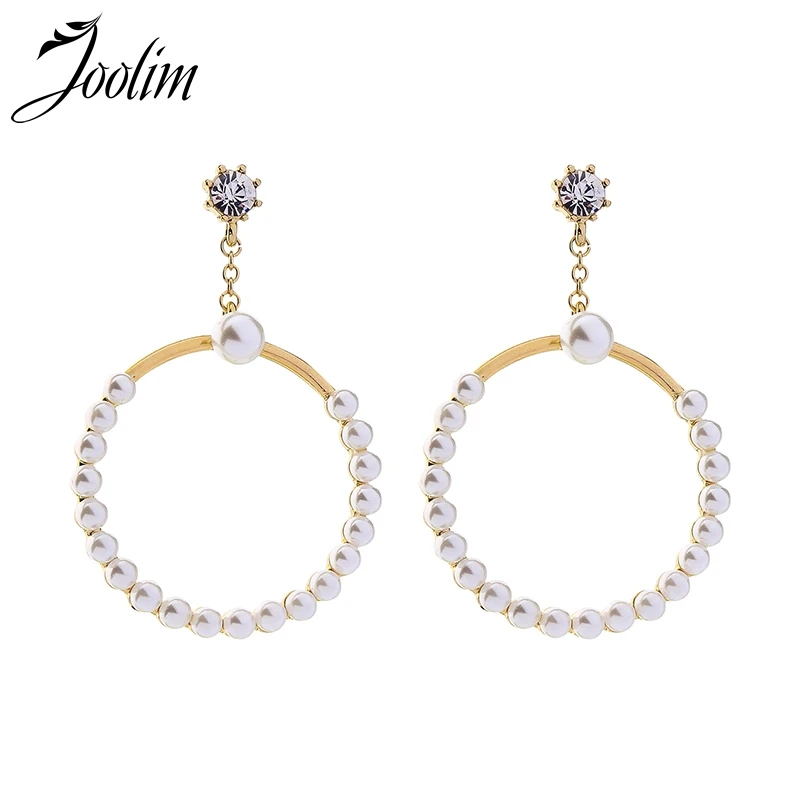 

Simple Pearl Round Hoop Earring For Work Women Wedding Earring Gift