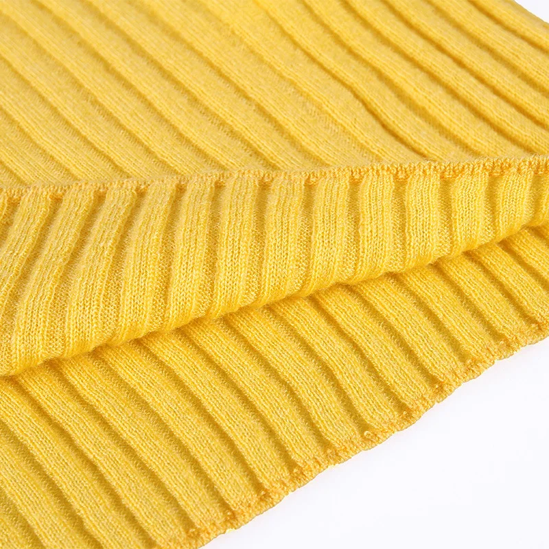 Larga rosado Medio amarillo Sólido Otoño púrpura Mujeres Manga 2018 Delgado Suéter Alto Elástico Beige Nueva negro Knit azul Cuello Básico 44xvBqwT