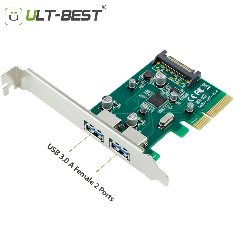 ULT-Best 2 puertos USB 3,0 a PCI Express controlador tarjeta soporte pci-e 4x a USB3.0 añadir en tarjetas adaptador