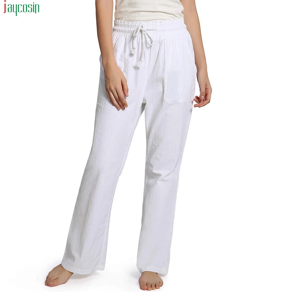 

JAYCOSIN new Women's Pants Drawstring High Waist Wide Leg Trousers Soft Breathable Casual cargo pants women Pants 2019 Plus Size