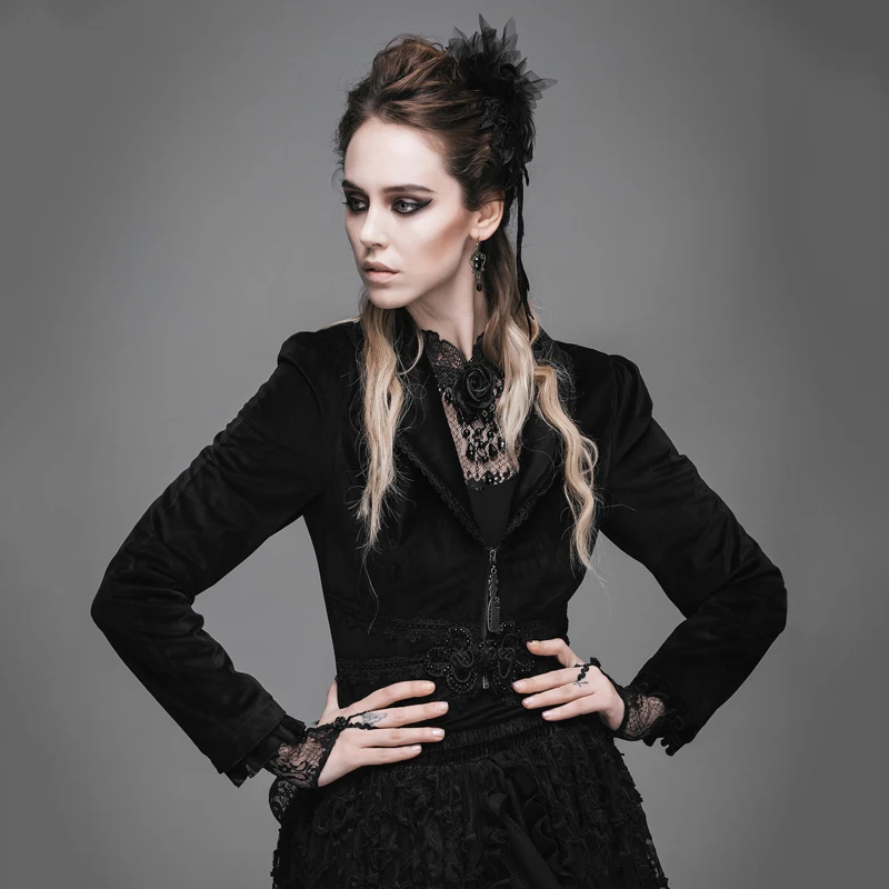 Женская короткая куртка в викторианском стиле Devil Fashion готическая Черная рыбий